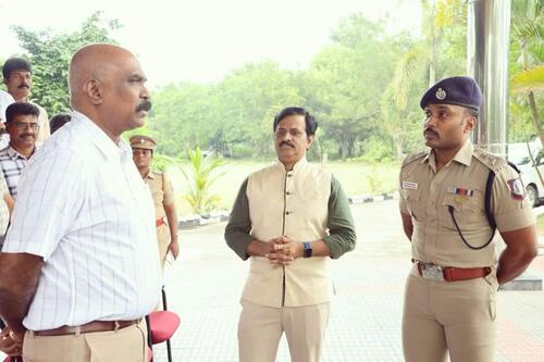 With senior police officers